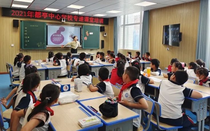 榨木小學(xué)、都亭一小的師生通過“專遞課堂”上美術(shù)課.jpg
